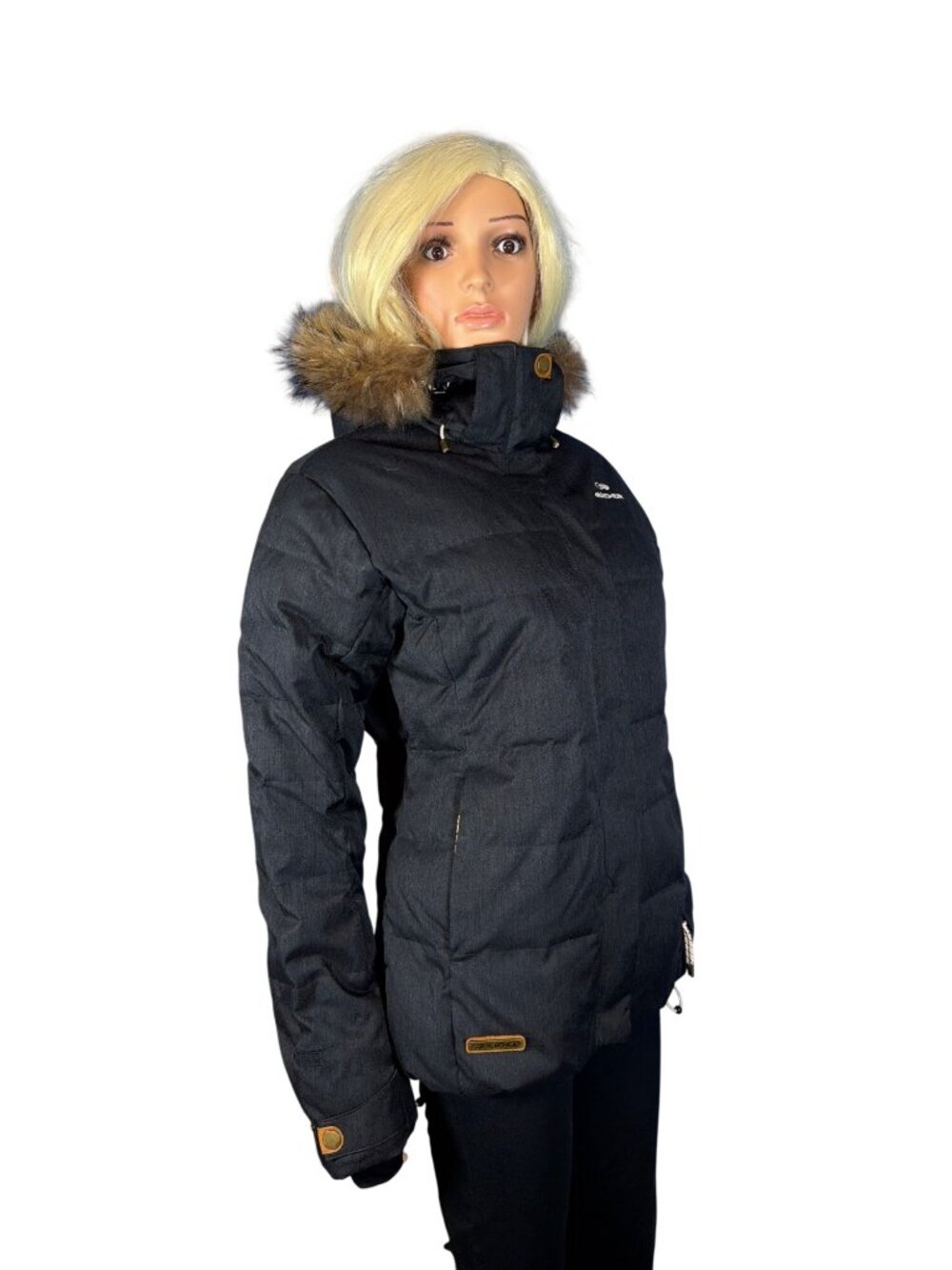 Eider Shibuya 2.0 Insulated Down Jacket Women's 10 Charcoal Gray Black Real Fur - Picture 12 of 17